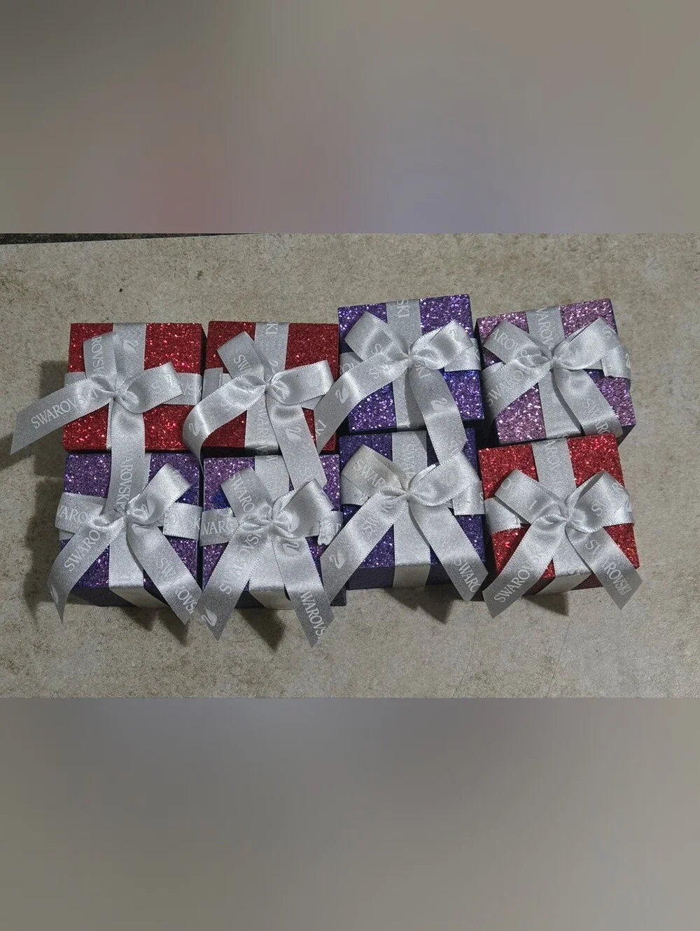 Swarovski Wooden decoration Box  with Silver Branded Ribbon